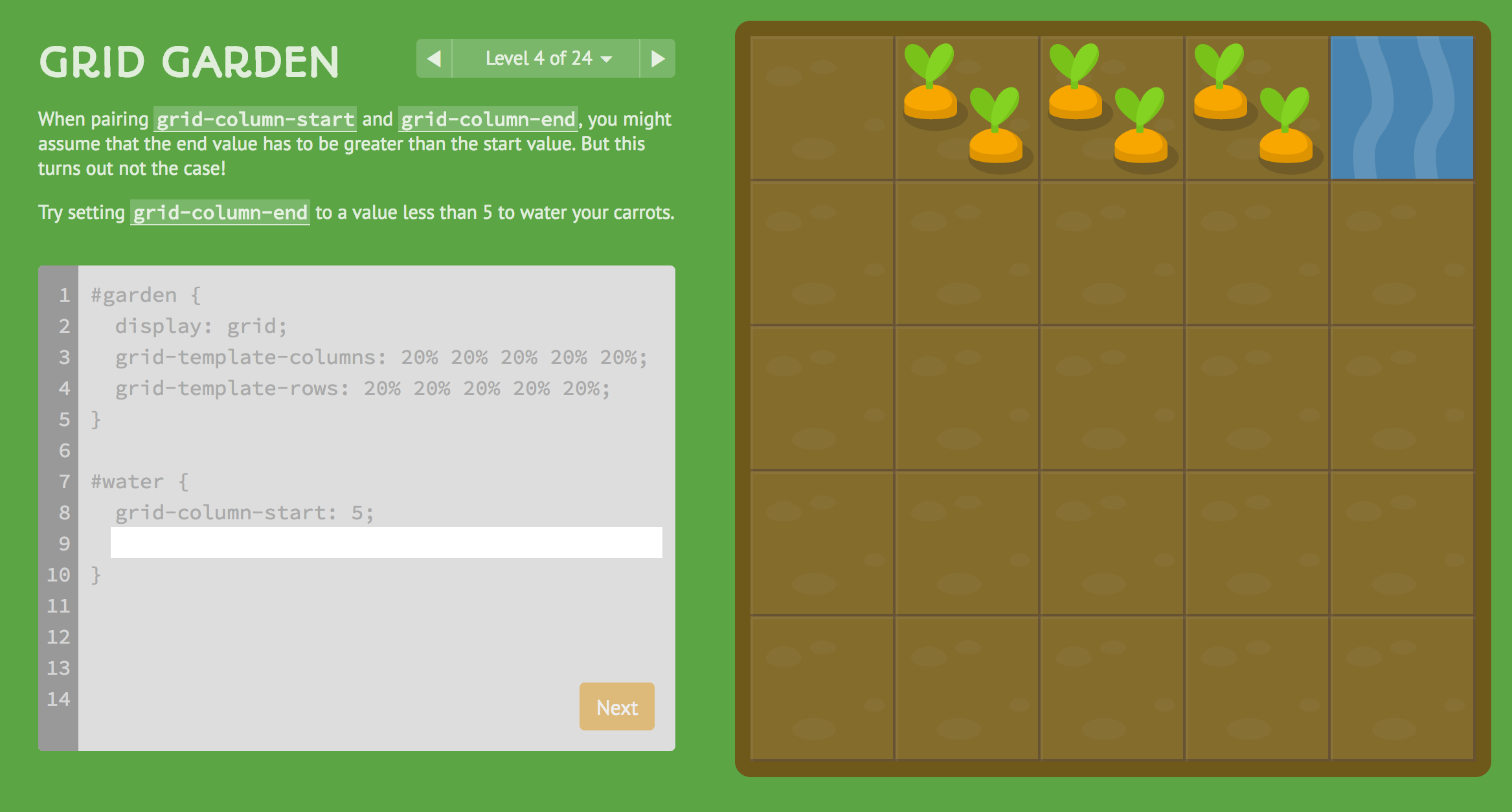 Grid Garden - A game for learning CSS grid layout